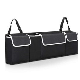 CAASFOOY Car Accessories Organiser, Car Interior Trunk Organizer Waterproof Oxford with 4 Pockets Suitable for All Kinds of Cars (Black)