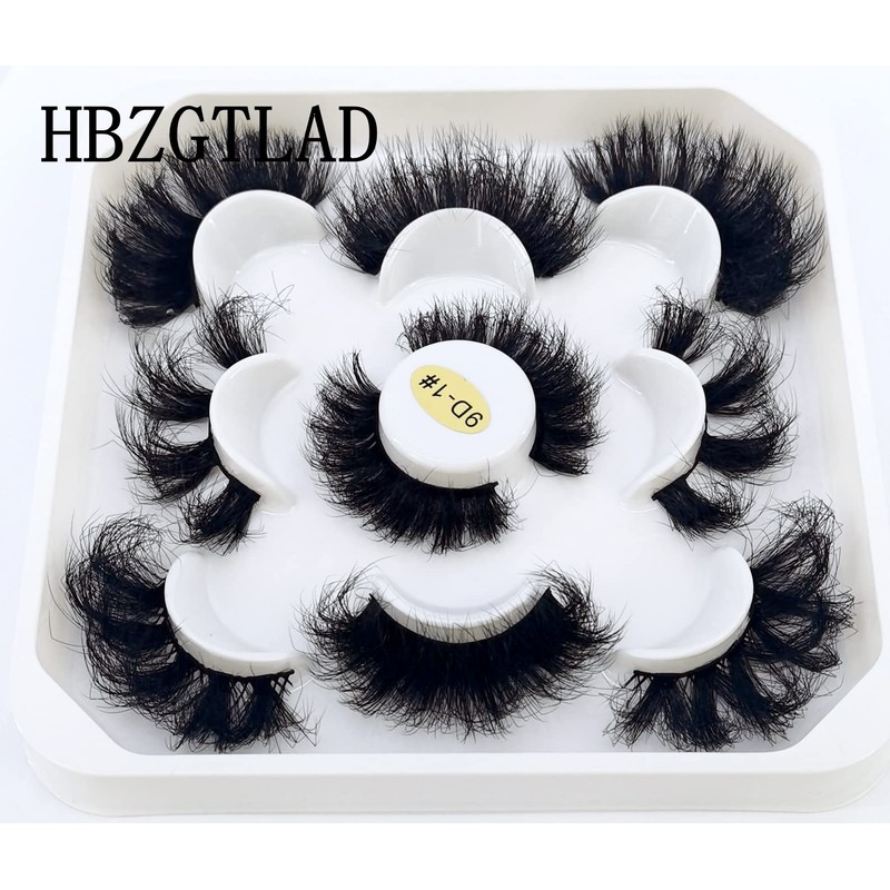 HBZGTLAD new 5 Pairs 25 mm 3d Mink Lashes Bulk