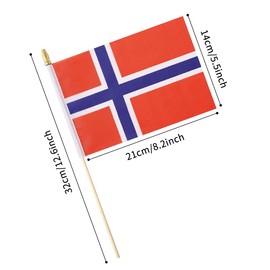 Ckexin Ckexin 25Pack Small Norway Flag Mini Norwegian Handheld Stick Flags 5x8 Inch