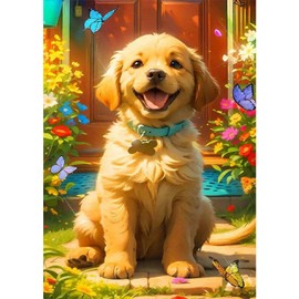 NAIMOER Dog Diamond Painting Adults, 5D Diamond Painting Pictures Adult Diamond Painting Animals DIY Diamond Painting for Home Wall Decor 30 x 40 cm