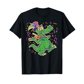 Fiddle Playing Gator graphic for Mardi Gras T-Shirt