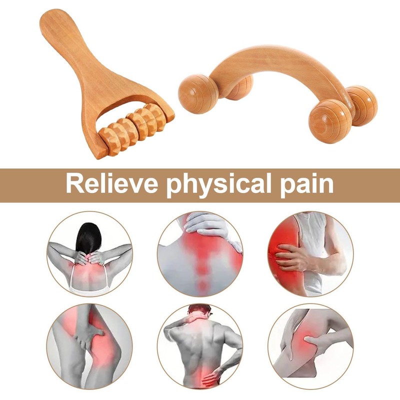 Pack of 2 Wooden Massager, Roller Massager, Manual Massager, Can