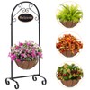 LEWIS&WAYNE 40’’ Tall Metal Welcome Planter Basket Stand with Coco