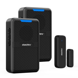 STECHRO Door Chime, 600ft Range 1 Magnetic Door Alarm Sensor 2 DoorBell Plugin Receiver Set with 62 Tunes 5 Adjustable Volumes for Business/Home/Office/Stores (2 Receivers + 1 Sensor)