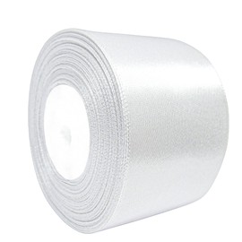 Double Faced Satin White Ribbon 2 Inch x 25 Yards Wide White Solid Satin Ribbon for Crafts Gift Wedding Deco Hair Bows Valentine's Day Wrapping Invitation Wedding Car Decoration and Other Projects
