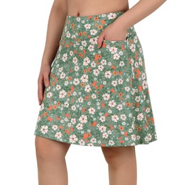 ANIVIVO Women's 20" Knee Length Skorts Golf Tennis Skirt for Women Activity Casual Skort with Pockets High Waist (Green Floral,S)