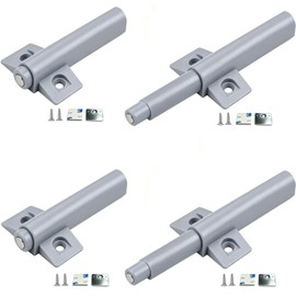 Push To Open Door Latch Cabinet Hardware CBRIVE Magnetic Push Latch & Lock for Hidden Framed & Frameless Kitchen Door Magnet Touch Release Drawer Opener Strong Spring Slim Tip-On Closure (Gray, 4Pack)