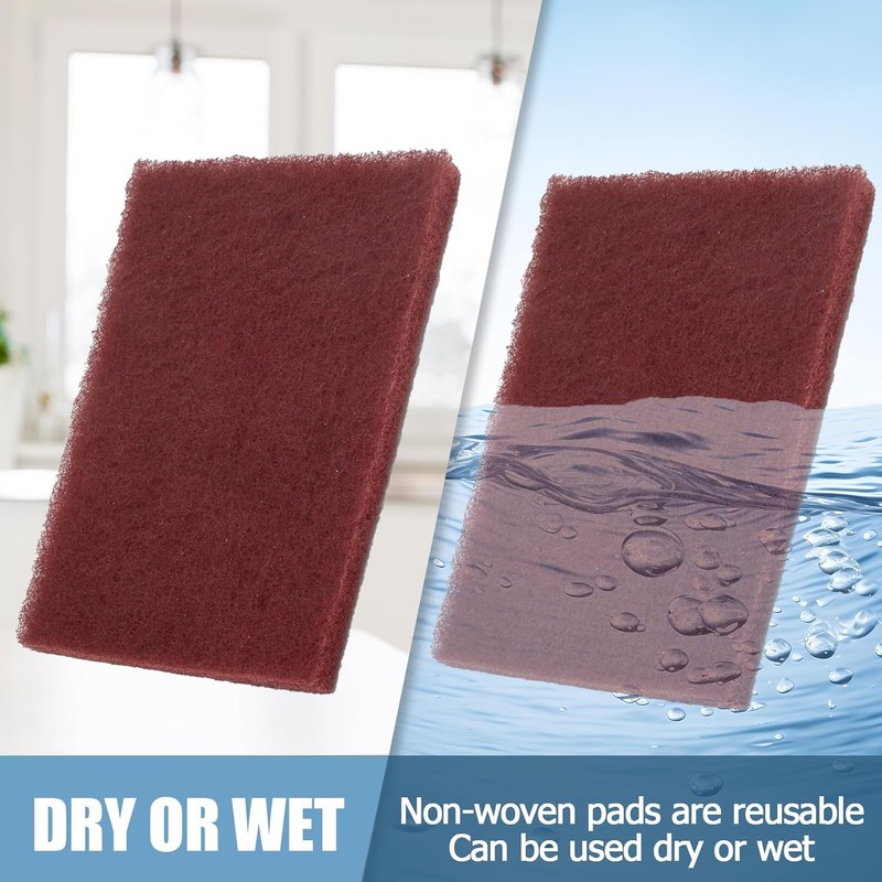 Nukogcd Industrial Scouring Pads, Red Abrasive Finishing Pads, 2-Pack