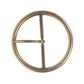 2 5/8" (68 mm) Single Prong Round Circle Center Bar Belt Buckle Color: Antique Brass