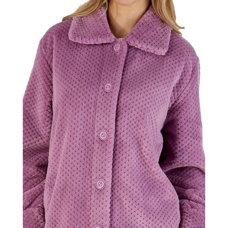 Slenderella Ladies Button Up Dressing Gown Super Soft Waffle Fleece