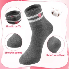 Zuimei 8 Pairs Kids Socks Junior Cotton Crew Athletic Socks with Stripe Heart School Sport Casual Sock for Girls and Boys 6-10 Years
