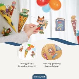 Papierdrachen Wall Garland for First Day of School – Decoration for Boys and Girls – School Superhero Animals – Set 03