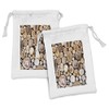 Ambesonne Rustic Fabric Pouch Set of 2, Wooden Logs Background