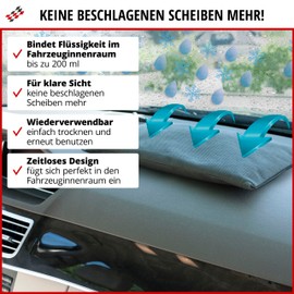 Walser Car Dehumidifier 500 g, Reusable Dehumidifier Cushion Car Winter / Summer Dehumidifier Car Inside, Air Dehumidification Car Interior, Anti-Fog Car 19 x 14 x 3 cm