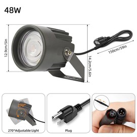 Led Landscape Outdoor Spot Light - Heavy Duty 120V Accent Light 270⁰ Adjustable Mount, 3000K Waterproof IP67 Thickened Aluminum, High Lumen Spotlight for BLDG Yard Garden Tree Flag Pole (48W)