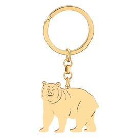 BAMAY Cute Polar Bear Keychain Stainless Steel Wild Animals Jewelry Bear Gifts for Women Girls Wallet Car Keychain, gold-plated