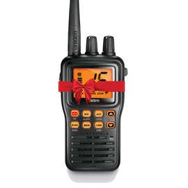 Uniden MHS75 Waterproof Handheld 2-Way VHF Marine radio, Submersible, Selectable 1/2.5/5 Watt Transmit Power. All USA/International and Canadian Marine Channels - Color Black