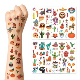 Cinco De Mayo Temporary Tattoos for Kids 20 Sheets 280Pcs Waterproof Mexican Fiesta Tattoos Fake Tattoo Stickers Goody Bag Stuffers for Kids Boys Girls Taco Pinata Fiesta Party Decoration Favors