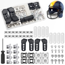 61 Pcs Hockey Helmet Repair Kit, Luxiv Football Helmet Replacement Parts Including 4 J Clips/ 8 R Visor Clips/ 8 Gasket/ 16 Screw/ 16 Nuts/ 8 Chin Strap Adapter/ 1 Screwdriver