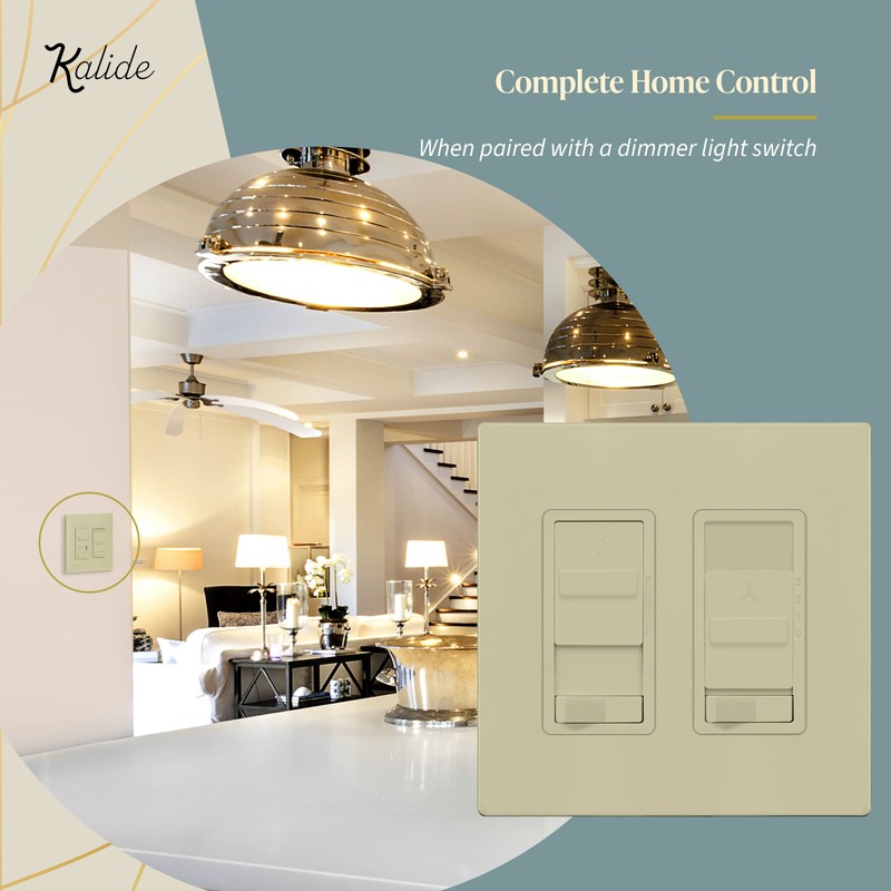 TOPGREENER Kalide Light Switch and 3-Speed Ceiling Fan Control Combo,