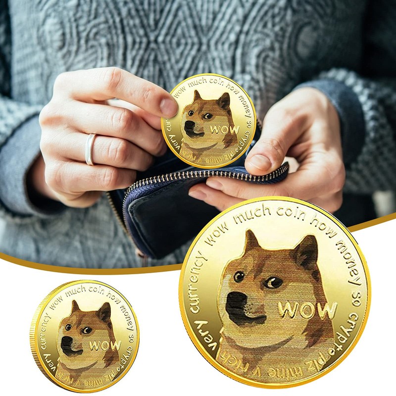 QUEAMBLER Dogecoin Coin Doge Coin Commemorative Coin Physical Blockchain Crypto