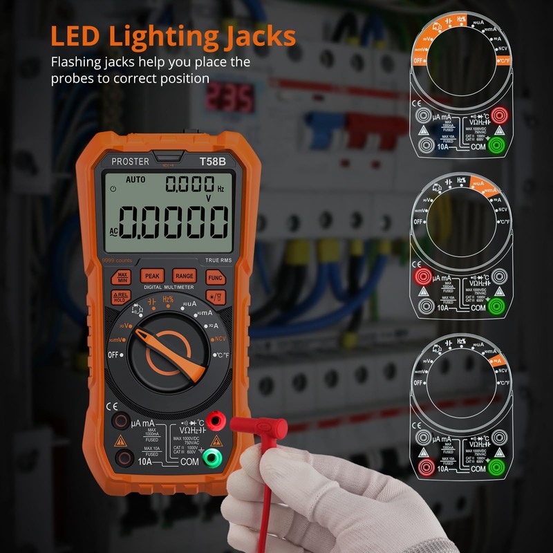 Proster Multimeter - TRMS 9999 Counts Digital Multimeter Auto Ranging