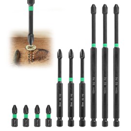 10Pcs PZ1 PZ2 PZ3 Magnetic Impact Screwdriver Driver Bits Set,S2 Steel Pozidriv Heavy Duty Screwdriver Bit Set,Magnetic Screwdriver Bit Set 150 mm 90 mm 25 mm