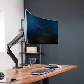 VIVO Premium Aluminum Monitor Arm for Ultrawide Screens up to 49 inches and 33 lbs, Heavy Duty Single Desk Mount, Pneumatic Height, Max VESA 100x100, Black, STAND-V101G1