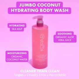 Kopari Kopari Jumbo Coconut Hydrating Body Wash with Organic Coconut Water, Sea Kelp and Aloe Vera, Luxurious Gel to Foam, Sweet Coconut & Vanilla, 25 oz