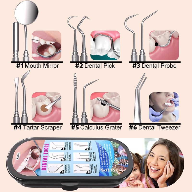 Dental Tools Plaque Remover Teeth Cleaning Tool﻿s Kit 6 Pcs
