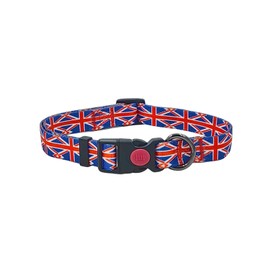 Olahibi Dog Collar and Leash Combo Set, Union Flag Pattern, Polyester Material, 150CM Matching Leash, for Medium Dogs.(M,Union Flag)