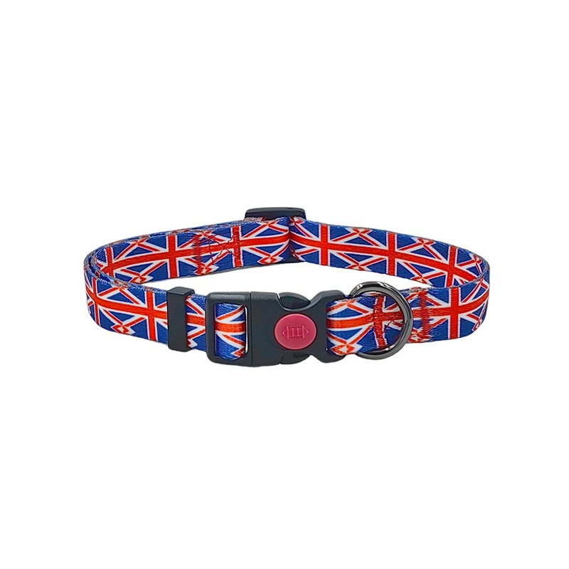 Olahibi Dog Collar and Leash Combo Set, Union Flag Pattern,