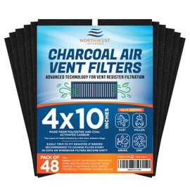 Activated Carbon Air Vent Filters for Home - 4" x 10" Dust Control - Air Filter Freshener for Home Vents to Purify Indoor Air and Homes - Register Filters for Floor Vents (48-Pack)