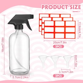 Norme 24 Pcs Glass Spray Bottles with Funnels and Labels 8 oz Refillable Cosmetic Empty Spray Containers with Trigger Squirt Containers for Essential Oil Cleaning Solutions(Clear)
