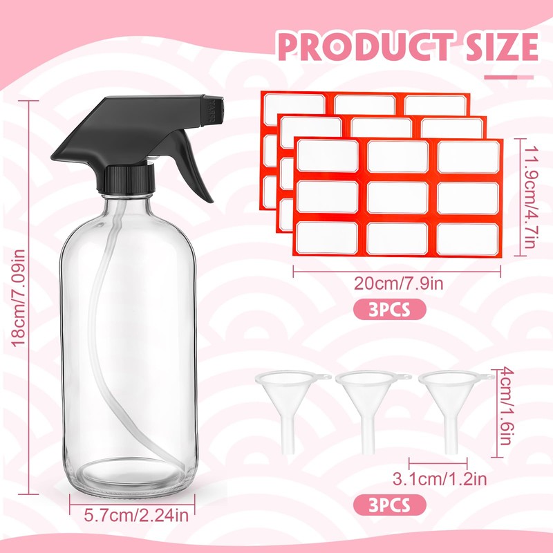 Norme 24 Pcs Glass Spray Bottles with Funnels and Labels