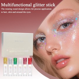 Barra De Purpurina Para El Cuerpo Pintura Gel Brillante En 6 Colores Maquillaje Con Purpurina Para Festivales, Conciertos, , Carnavales, Eventos Musicales, Navidad, Temas De
