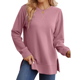 Saloogoe Cute Tops for Women Trendy Side Split Sweatshirts 2024 Aesthetic Clothes L