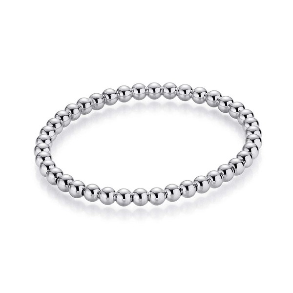 YDF Ball Bracelet Flexible 5 mm 925 Sterling Silver Rhodium-Plated