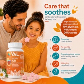 Val Magnesio para Ni?os, Magnesio de Alta Absorci?n para Calma