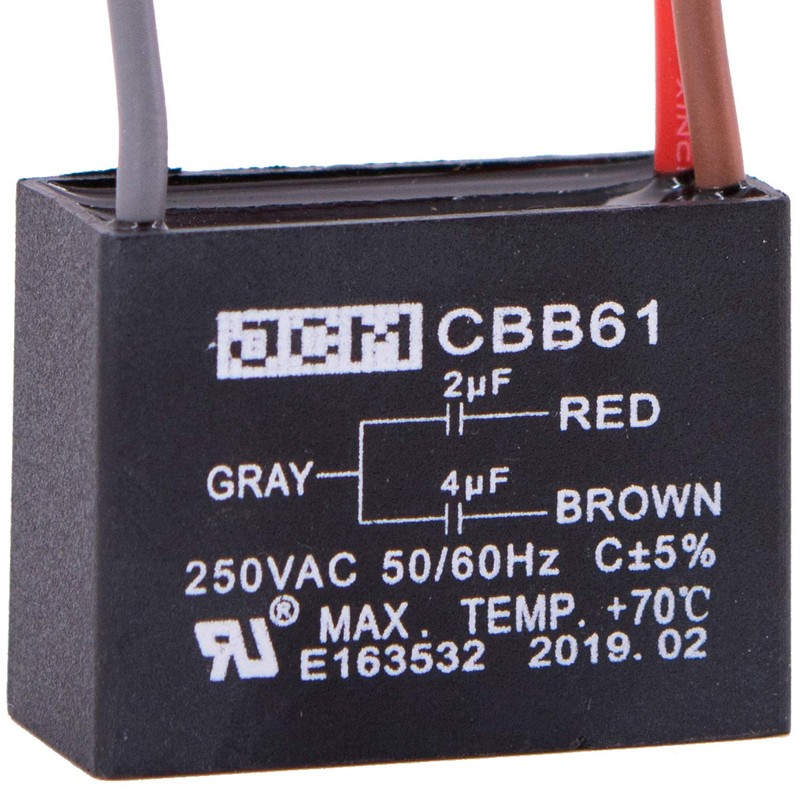 JCM 3 Wire Ceiling Fan Capacitor 2 uF + 4