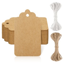 KINGLAKE Kraft Paper Gift Tags with String,Blank Gift Tags 1.6X2.8 Inch,Christmas Gift Tags for Presents,50 Pcs Brown Gift Tags,Price Tags,Holiday Gift Tags for Bags Christmas Gift Wrapping Crafts