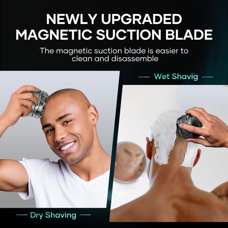 6D Head Shavers for Bald Men Magnetic Blade Replacement Head,