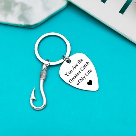 Xiahuyu Valentines Day Gifts for Boyfriend Husband Fiance You are the Greatest Catch of My Life Keychain Anniversary Christmas Birthday Gifts Fishing Gifts for Men