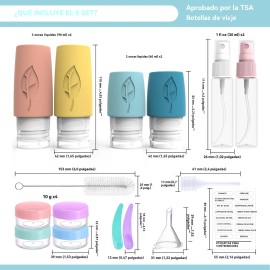 17 Botellas De Kit De Viaje Portátiles Contenedores Silicona Color Negro