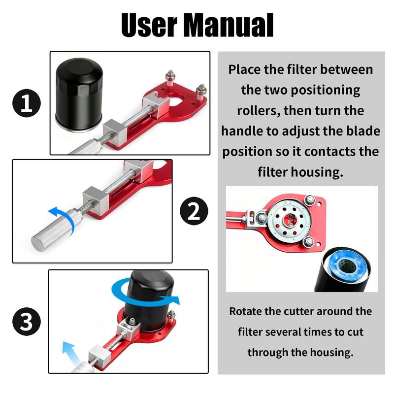 Oil Filter Cutter Tool for 2-3/8" to 5" Cutting Range,