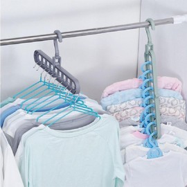 Clothes Hanger Organizer, 9 Holes Rotate Anti-Skid Folding Hanger with Multifunction Space Saving and Cascading Features for Heavy Clothes, Shirts Pants Dresses Coats (5)