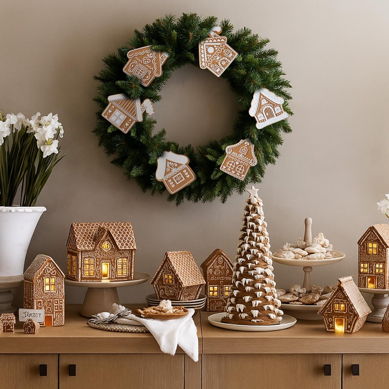 24 Pcs Christmas Gingerbread House Ornaments Gingerbread Hanging Decorations Silicone