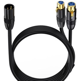 AWADUO XLR Microphone Y Splitter Cable -3 Pins Balanced XLR Male to Dual Female Stage Patch Cord DMX Cable for Audio,Radio Station,Speaker Systems,Stage Lighting,Bar Light(0.5m/1.65ft)