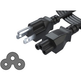 (2 Piezas) Cable de alimentación para Cargador de computadora portátil, trifasico, trebol, estandar 1.2m, 4ft, AC Power Cord, 10A (NEMA 5-15P to IEC-320-C5)