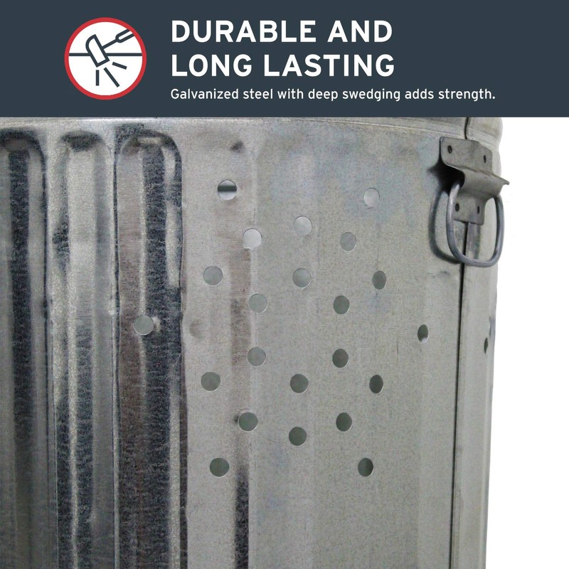 Behrens Manufacturing Galvanized Steel Outdoor Composter/Burner Trash Can for Garden,